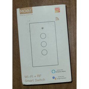 MOES Wi-Fi + RF Smart Switch 1 Gang 110-240V White WS-US1-RFW-N New Voice Contro